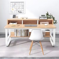 Γραφείο εργασίας Evrepy pakoworld mdf σε oak απόχρωση με λευκό μέταλλο 100x60x73εκ