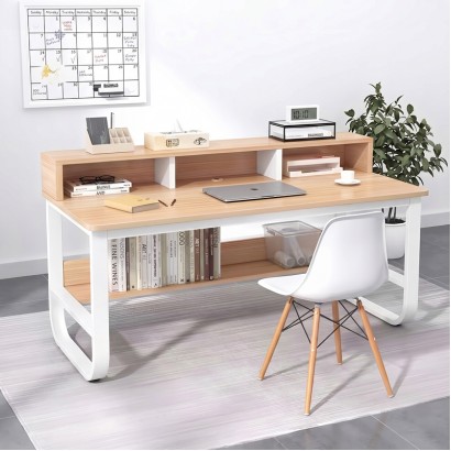 Γραφείο εργασίας Evrepy pakoworld mdf σε oak απόχρωση με λευκό μέταλλο 100x60x83εκ Γραφείο εργασίας Evrepy pakoworld mdf σε oak απόχρωση με λευκό μέταλλο 100x60x83εκ