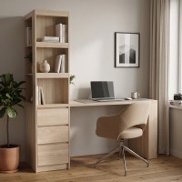 Γραφείο με βιβλιοθήκη Cliner pakoworld sonoma 140x50x180εκ Γραφείο με βιβλιοθήκη Cliner pakoworld sonoma 140x50x180εκ