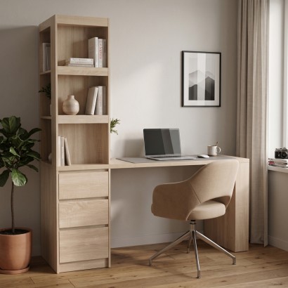 Γραφείο με βιβλιοθήκη Cliner pakoworld sonoma 140x50x180εκ Γραφείο με βιβλιοθήκη Cliner pakoworld sonoma 140x50x180εκ