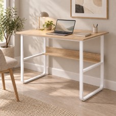 Γραφείο εργασίας Kela pakoworld mdf σε oak απόχρωση με λευκό μέταλλο 100x60x73εκ Γραφείο εργασίας Kela pakoworld mdf σε oak απόχρωση με λευκό μέταλλο 100x60x73εκ