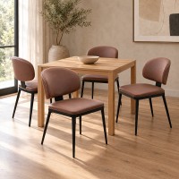 Καρέκλα Leyla pakoworld καφέ PU με μαύρο μέταλλο 46x46x82.5εκ Καρέκλα Leyla pakoworld καφέ PU με μαύρο μέταλλο 46x46x82.5εκ
