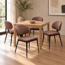 Καρέκλα Leyla pakoworld καφέ PU με μαύρο μέταλλο 46x46x82.5εκ Καρέκλα Leyla pakoworld καφέ PU με μαύρο μέταλλο 46x46x82.5εκ