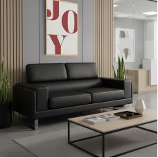 Καναπές Shea pakoworld 3θέσιος pu μαύρο-inox 198x80x87εκ Καναπές Shea pakoworld 3θέσιος pu μαύρο-inox 198x80x87εκ