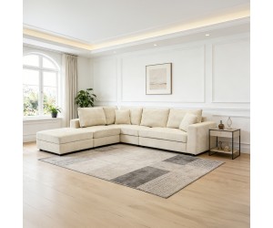 Πολυμορφικός καναπές Navaro pakoworld ύφασμα μπεζ 281x256x85εκ Πολυμορφικός καναπές Navaro pakoworld ύφασμα μπεζ 281x256x85εκ