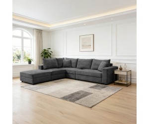Πολυμορφικός καναπές Navaro pakoworld ύφασμα ανθρακί 281x256x85εκ Πολυμορφικός καναπές Navaro pakoworld ύφασμα ανθρακί 281x256x85εκ