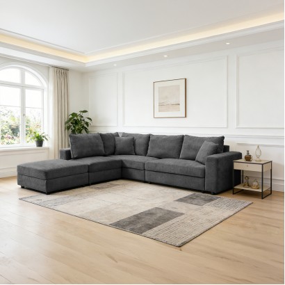 Πολυμορφικός καναπές Navaro pakoworld ύφασμα ανθρακί 281x256x85εκ Πολυμορφικός καναπές Navaro pakoworld ύφασμα ανθρακί 281x256x85εκ