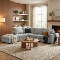 Πολυμορφικός καναπές Navaro pakoworld ύφασμα γκρι 281x256x85εκ Πολυμορφικός καναπές Navaro pakoworld ύφασμα γκρι 281x256x85εκ
