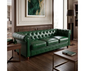 Kαναπές τριθέσιος τ. Chesterfield pakoworld pu κυπαρισσί 203x84x67εκ