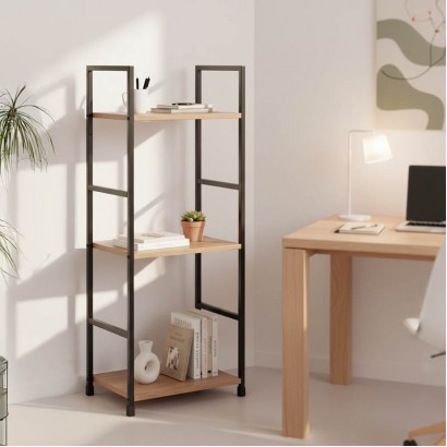 Βιβλιοθήκη-ραφιέρα Bitok pakoworld φυσικό-μαύρο μέταλλο 29x23.5x80εκ