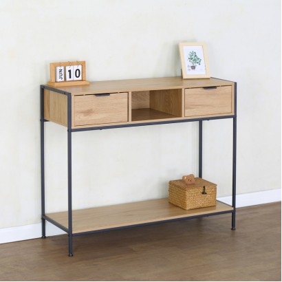 Κονσόλα Regando pakoworld σε oak απόχρωση με μαύρο μέταλλο 100x35x80εκ
