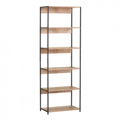 Βιβλιοθήκη Kaliano pakoworld oak-μαύρο μέταλλο 59.5x35x176.5εκ