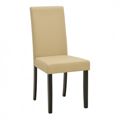 Καρέκλα Zeben pakoworld εκρού PU με πόδι μαύρο rubberwood 43,5x55,5x93,5εκ