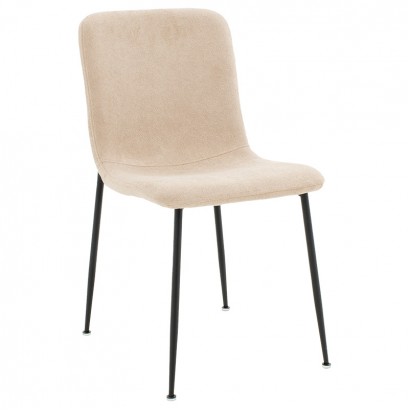 Καρέκλα Gratify pakoworld ύφασμα εκρού-πόδι μαύρο