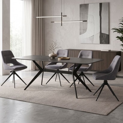 Τραπέζι Olivet pakoworld mdf-sandstone όψη μαρμάρου-πόδι μαύρο μέταλλο 180x90x76εκ Τραπέζι Olivet pakoworld mdf-sandstone όψη μαρμάρου-πόδι μαύρο μέταλλο 180x90x76εκ