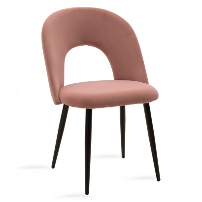 Καρέκλα Jonah pakoworld βελούδο ροζ-μαύρο πόδι