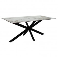 Τραπέζι Bethan pakoworld sintered stone λευκό μαρμάρου-μαύρο 180x90x75εκ