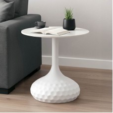 Βοηθητικό τραπέζι Fabron Inart λευκό sintered stone Φ50x52εκ