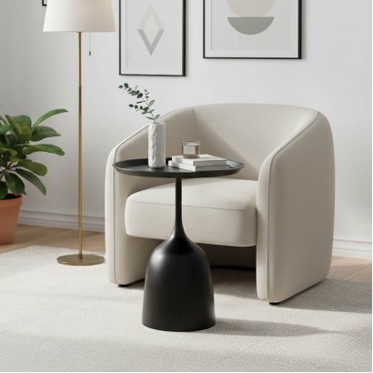 Βοηθητικό τραπέζι Agrile Inart μαύρο μέταλλο Φ50x60εκ