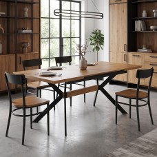 Τραπέζι Jessamy pakoworld επεκτεινόμενο MDF 43mm σε φυσική απόχρωση και πόδι μεταλλικό μαύρο 160/200x90x76εκ Τραπέζι Jessamy pakoworld επεκτεινόμενο MDF 43mm σε φυσική απόχρωση και πόδι μεταλλικό μαύρο 160/200x90x76εκ