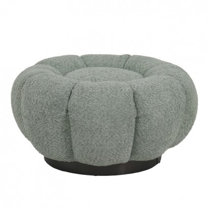 Σκαμπό Nester pakoworld μπουκλέ ύφασμα σε φυστικί απόχρωση Φ60x31εκ