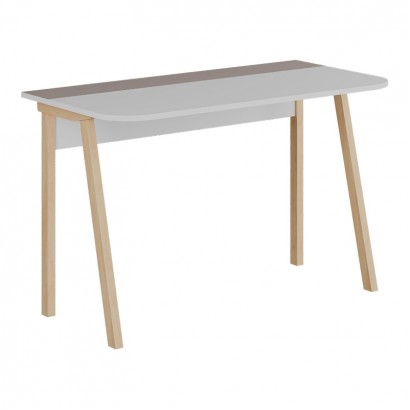 Γραφείο Malia pakoworld λευκό-μόκα και πόδι σε φυσική απόχρωση 120x60.5x75εκ