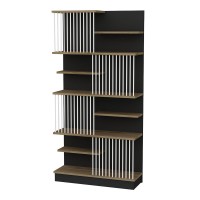 Βιβλιοθήκη Gassim pakoworld μαύρο-καρυδί-λευκό 80x24.6x160εκ