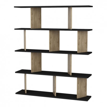 Βιβλιοθήκη Ratu pakoworld sonoma-μαύρο 120x24,6x141εκ