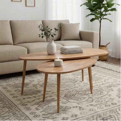 Τραπέζι σαλονιού Monty pakoworld 2 τεμ. σε φυσική απόχρωση 116x46x46εκ