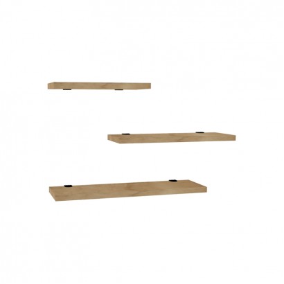 Ραφιέρα τοίχου Leila pakoworld σετ 3τεμ μελαμίνη σε φυσική απόχρωση