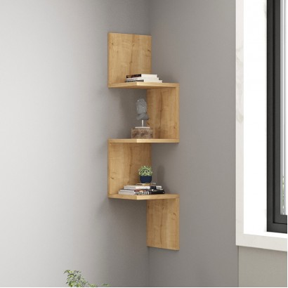 Ραφιέρα γωνιακή τοίχου Insta pakoworld σε oak απόχρωση 25x25x105,5εκ