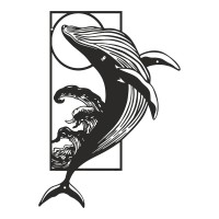 Διακοσμητικό τοίχου Whale pakooworld μαύρο μεταλλικό 38x0,15x50εκ