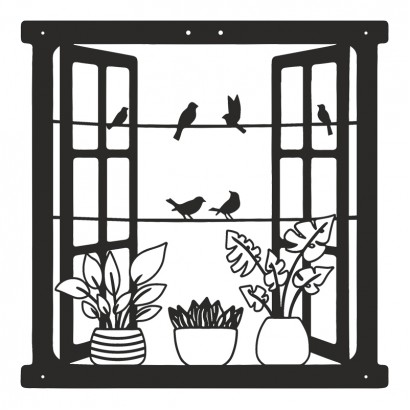 Διακοσμητικό τοίχου Windo pakooworld μαύρο μεταλλικό 50x0,15x50εκ