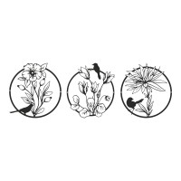 Διακοσμητικό τοίχου Renka pakooworld σετ 3τεμ μαύρο μεταλλικό Φ30x0,15εκ