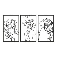 Διακοσμητικό τοίχου Witho pakooworld σετ 3τεμ μαύρο μεταλλικό 30x0,15x50εκ