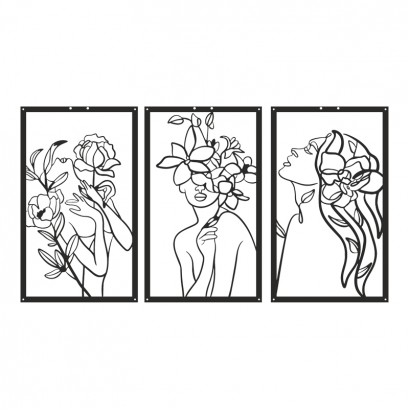 Διακοσμητικό τοίχου Witho pakooworld σετ 3τεμ μαύρο μεταλλικό 30x0,15x50εκ