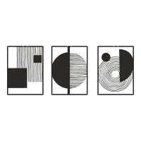 Διακοσμητικό τοίχου Harimia pakooworld σετ 3τεμ μαύρο μεταλλικό 37x0,15x50εκ