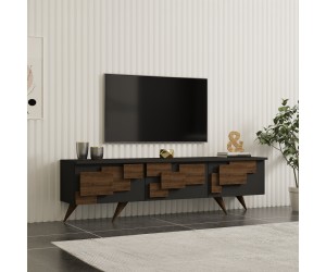 Έπιπλο τηλεόρασης Trida pakoworld καρυδί με ανθρακί 160x35x45εκ