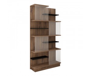 Βιβλιοθήκη Gassim pakoworld sonoma με ανθρακί και λευκό 80x24.6x160εκ