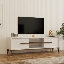 Έπιπλο τηλεόρασης Eslem pakoworld λευκό με καρυδί 160x34,6x48,1εκ Έπιπλο τηλεόρασης Eslem pakoworld λευκό με καρυδί 160x34,6x48,1εκ