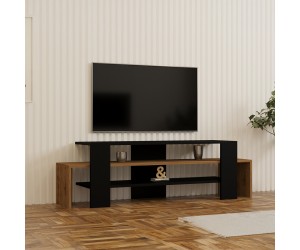 Έπιπλο τηλεόρασης Lenour pakoworld sonoma με μαύρο 150x35x45εκ