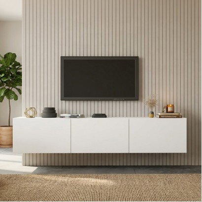 Έπιπλο τηλεόρασης επιτοίχιο Felita pakoworld λευκό 150x31,4x30εκ Έπιπλο τηλεόρασης επιτοίχιο Felita pakoworld λευκό 150x31,4x30εκ