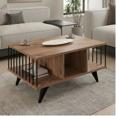 Τραπέζι σαλονιού Pena pakoworld sonoma με μαύρο 90x60x39,5εκ Τραπέζι σαλονιού Pena pakoworld sonoma με μαύρο 90x60x39,5εκ