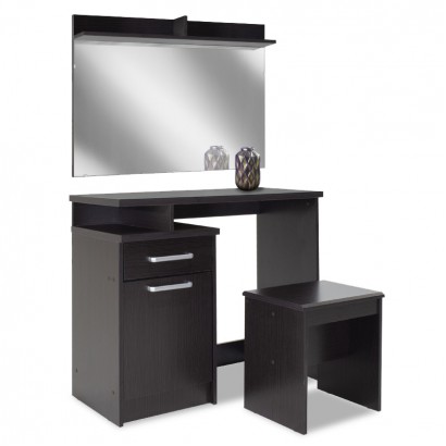 Τουαλέτα κρεβατοκάμαρας OLYMPUS pakoworld με καθρέπτη και σκαμπό χρώμα wenge