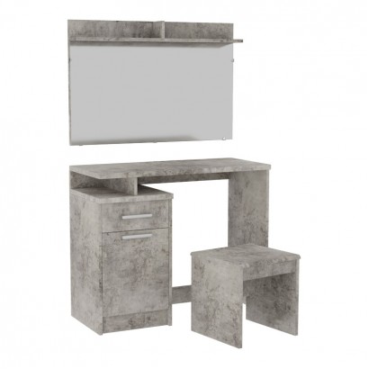 Τουαλέτα κρεβατοκάμαρας OLYMPUS pakoworld με καθρέπτη και σκαμπό antique ανθρακί