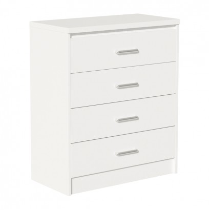 Συρταριέρα OLYMPUS pakoworld με 4 συρτάρια σε λευκή απόχρωση 80x40x95εκ