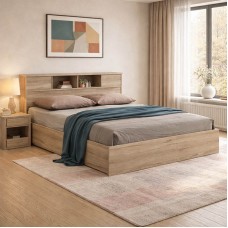 Κρεβάτι διπλό OLYMPUS pakoworld σε sonoma απόχρωση 160x200εκ
