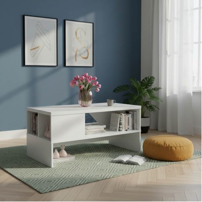 Τραπέζι σαλονιού Naya pakoworld σε λευκή απόχρωση 93x46x43εκ