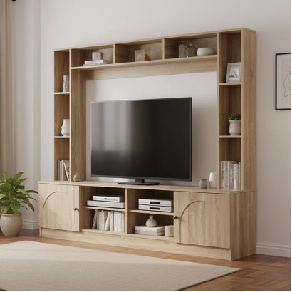Σύνθετο σαλονιού Ambera pakoworld σε sonoma απόχρωση 200x40x171.5εκ