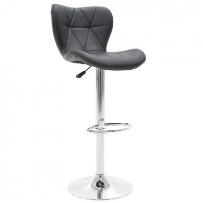 Σκαμπό μπαρ Coozy pakoworld pu σε μαύρο χρώμα σκελετός χρωμίου